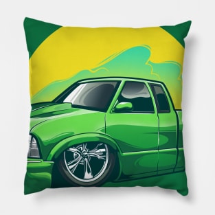 Lowered Green Truck Pillow