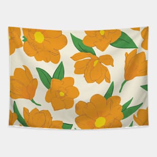 Bright orange magnolias pattern Tapestry