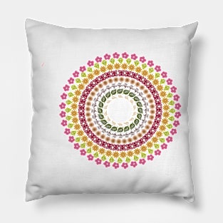 Rainbow Garden Mandala - Teal Pillow