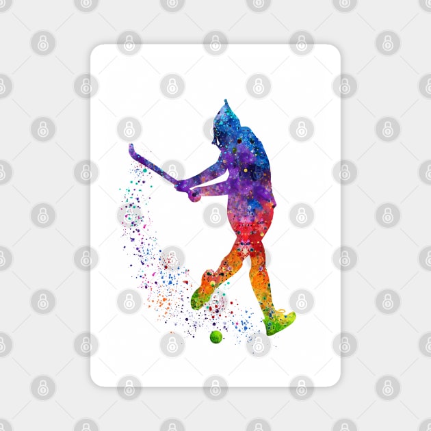 Field Hockey Girl Watercolor Silhouette Magnet by LotusGifts