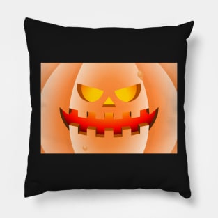 Bad and angry Halloween pumpkin in the foreground Pillow