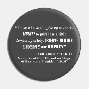 Liberty and Security Benjamin Franklin Quote White Text Pin