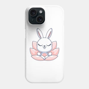 Cute bunny meditating on a lotus flower Phone Case
