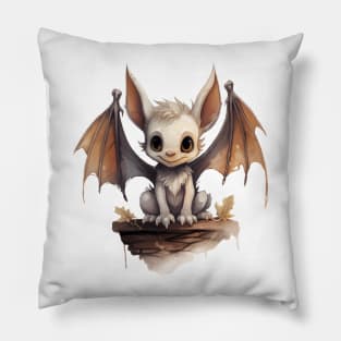 Cute Baby Halloween Gargoyle on Ledge Pillow