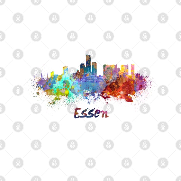 Essen skyline in watercolor by PaulrommerArt