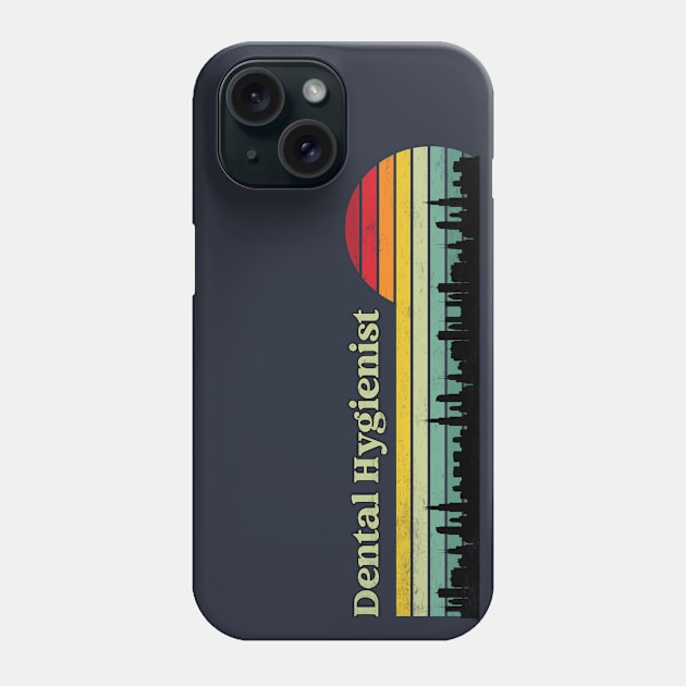 Dental Hygienist - retro sunset & skyline Design Phone Case by best-vibes-only