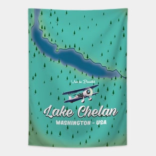 Lake Chelan Washington USA map Tapestry