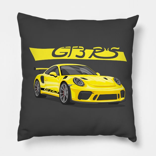 car gt3 rs 911 yellow edition Pillow by creative.z