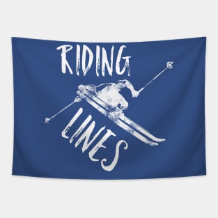 Riding Lines Slope, snow t-shirts, ski t-shirts, powder t-shirts, winter sports t-shirt, sfreestyle skiing, boarder t-shirts, skiing lover, Tapestry