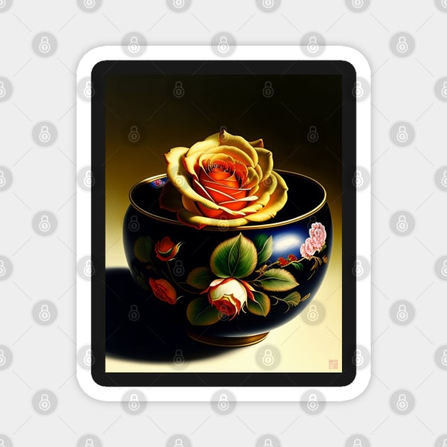 Rose Bowl Painting Magnet by ArtShare