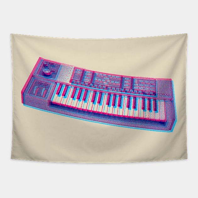 Analog Synthesizer 8bit 3D Retro Artwork Design Tapestry by DankFutura