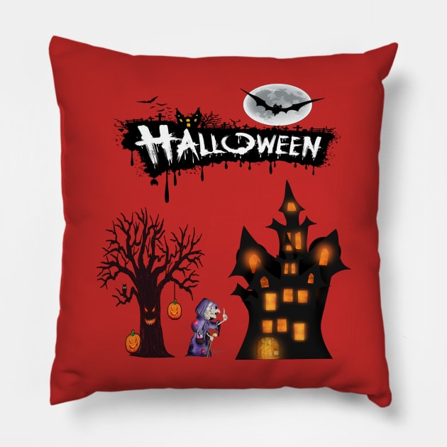 Happy Halloween day Witches 2019 Pillow by Marah