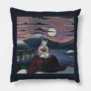 Ukyio-E Japanese Oil Painting Cat Neko Pillow