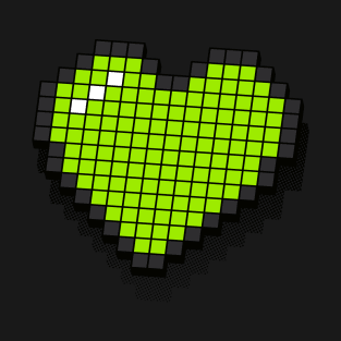 Retro Pixel Heart - Neon Green 3D [Rx-Tp] T-Shirt