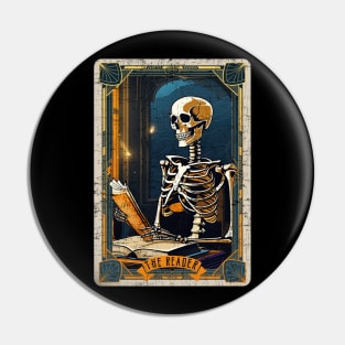 The Reader Retro Skeleton Halloween Tarot Card Pin