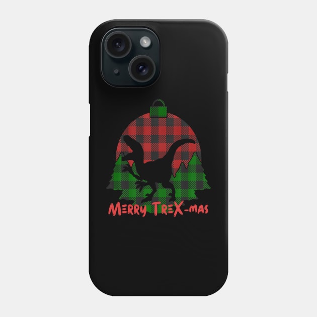 Merry T-Rex-Mas - Dinosaur Funny Holiday with Plaid Tyrannosaurus Rex Phone Case by Apathecary