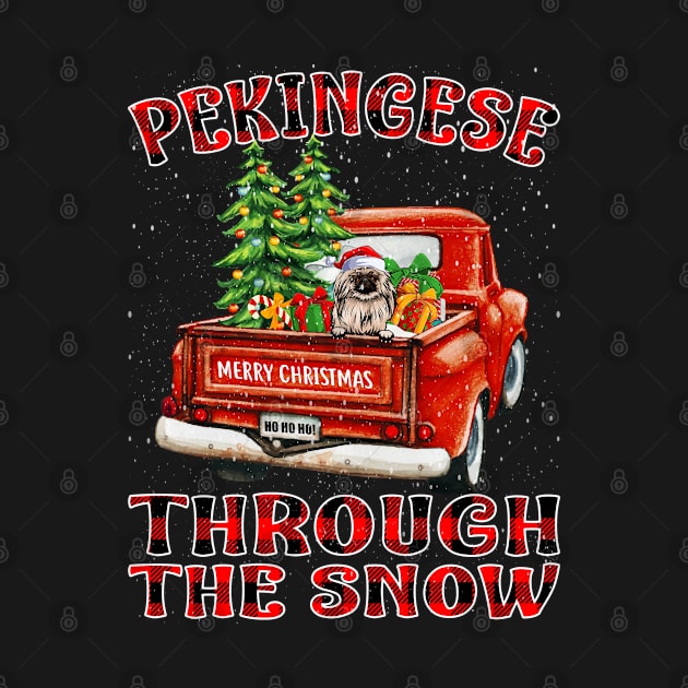 Christmas Pekingese Through The Snow Dog Santa Truck Tree by intelus