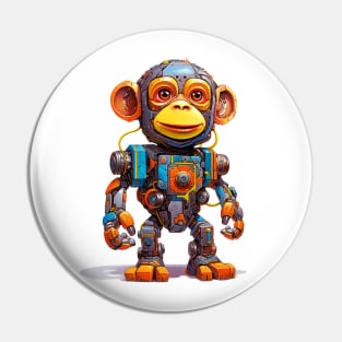 Cartoon monkey robots. T-Shirt, Sticker. Pin