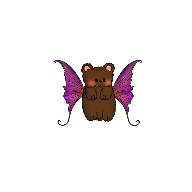 Fairy Teddy Bear with Purple, Pink and Orange Wings by Ethereal Vagabond Designs