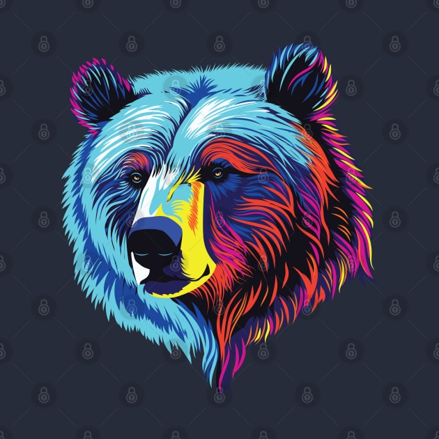 Neon grizzly bear head by AnnArtshock