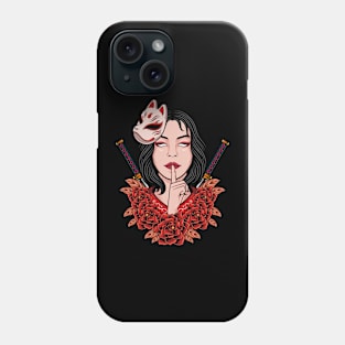 JAPANESE WOMEN GIRL WITH FLOWER ILLUSTRATION Phone Case