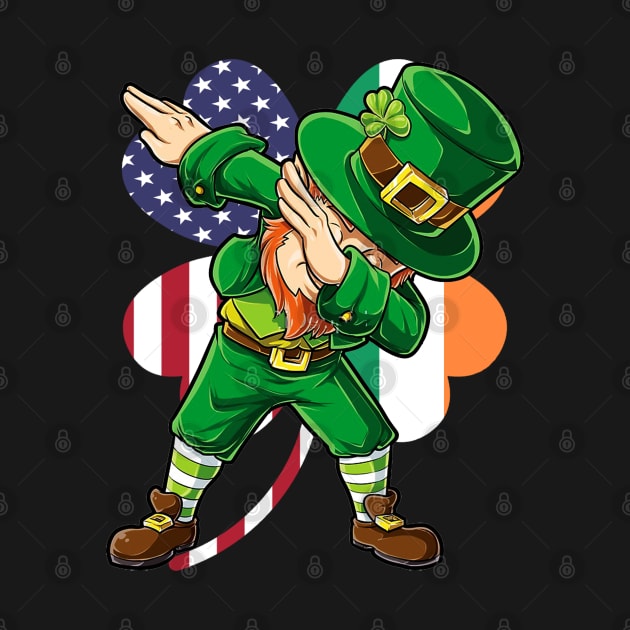 St Patricks Day Dabbing Leprechaun Irish American Flag St. Patrick's Day by Otis Patrick