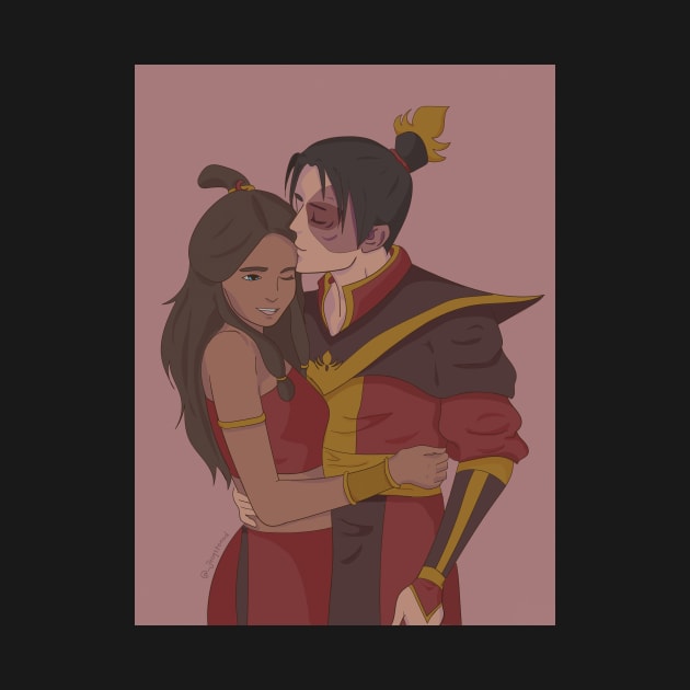 Zuko and Katara Forehead Kiss poster by jacqstoned