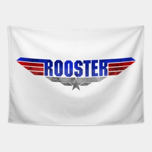 Top Gun Maverick Logo Parody Rooster Red Blue Sliver Danger Zone Tapestry