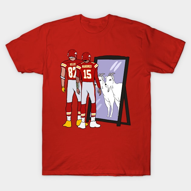 Travis Kelce And Patrick Mahomes Mirror Goats NFl T-Shirt - Printing Ooze