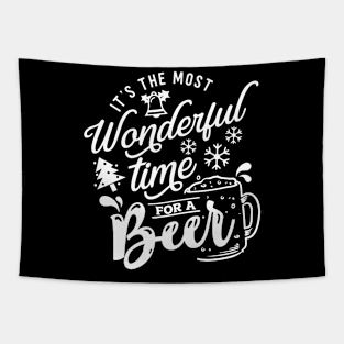 Beer Lover - It's The Most Wonderful Time For A Beer Santa Christmas Tapestry