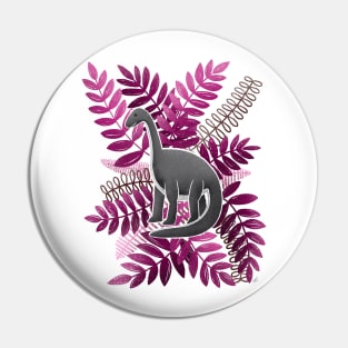 Dinosaur & Leaves - Pink Pin