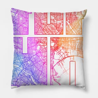 Tokyo, Japan City Map Typography - Colorful Pillow