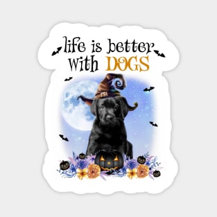 Black Labrador Witch Hat Life Is Better With Dogs Halloween Magnet