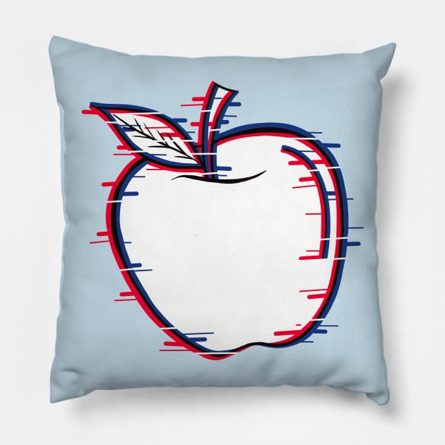 Glitched effect on an apple Pillow by Fruit Tee