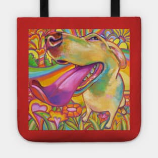 Dog Daze of Summer Psychedelic Blond Labrador Tote