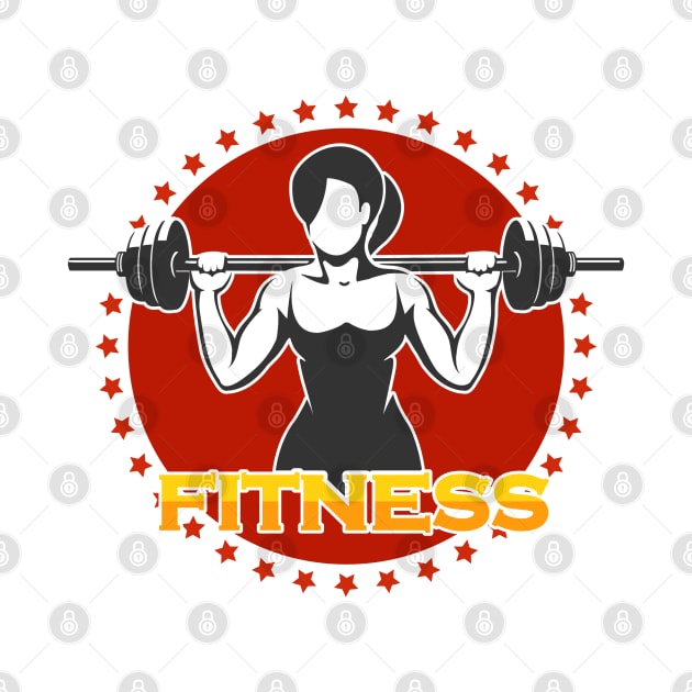 Woman holds Barbell Fitness Emblem by devaleta