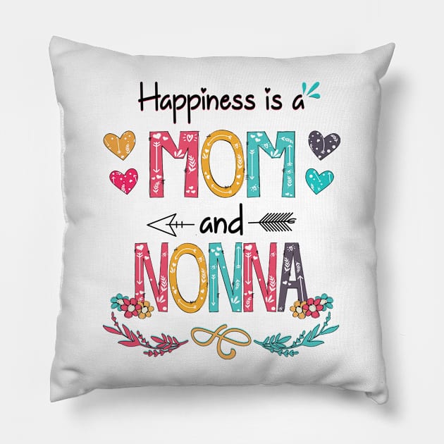 Happiness Is A Mom And Nonna Wildflower Happy Mother's Day Pillow by KIMIKA