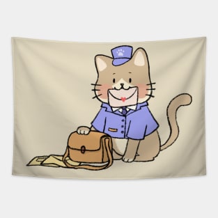 Mailman cat with love letter Tapestry