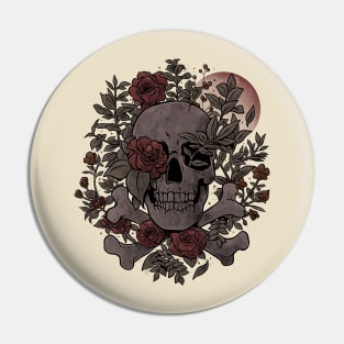 Rest in Leaves - Dark Skull Flowers Nature Goth Gift Pin