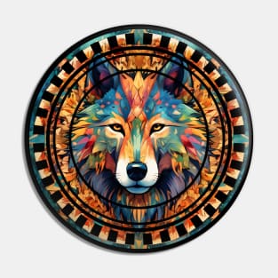 Crystal Wolf Mandala Pin