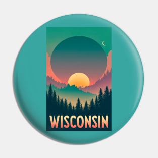 Wisconsin Tourism Poster Sunset Pin