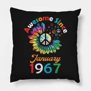 Funny Birthday Quote, Awesome Since January 1967, Retro Birthday Pillow