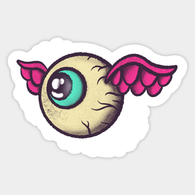 Cool Traditional Flying Eye With Bat Wings Tattoo Design