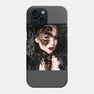 Beautiful girl, with mask. Like royal, but dark. Pale skin and red lips. So beautiful. Phone Case