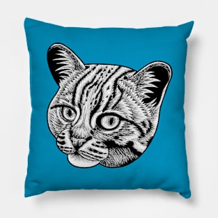 Rusty spotted cat - ink illustration Pillow