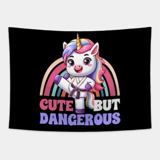 Cute But Dangerous Funny Karate Martial Arts Unicorn Girls Tapestry