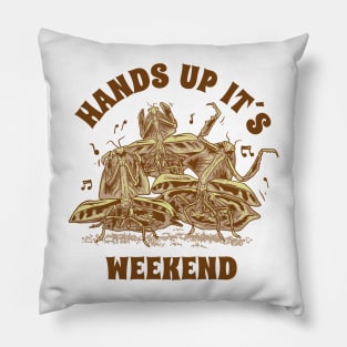 Praying Mantis Hands Up Its Weekend Funny Insect Quotes Pillow