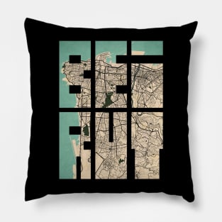 Beirut, Lebanon City Map Typography - Vintage Pillow