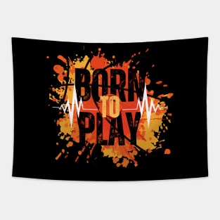 Black Orange Yellow Modern Born To Play Basketball Tapestry