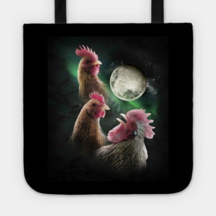 3 Chicken Moon, Wolf Chickens, Wolves Howling Tote